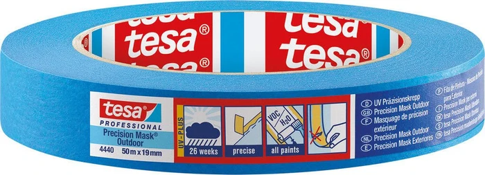 tesa Professional 4440 Präzisionskrepp Outdoor blau, Klebeband, 19mm/50m, 1 Stück