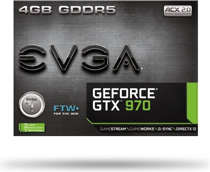 EVGA GeForce GTX 970 FTW+ ACX 2.0+, 4GB GDDR5, DVI, HDMI, 3x DP