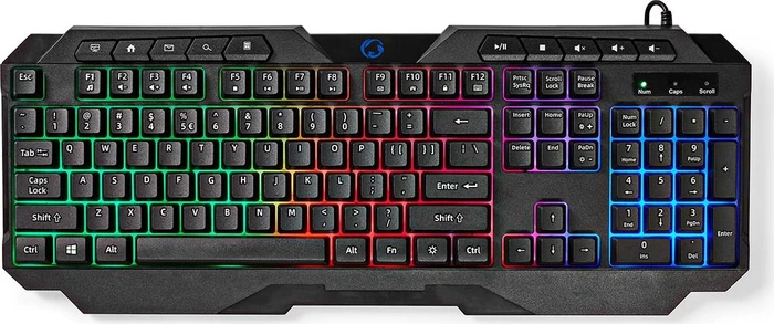 Nedis Gaming Tastatur, LEDs RGB, schwarz, USB, US
