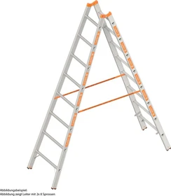 Layher Topic 1039 Alu 2-tlg. Stehleiter, 2x 14 Stufen