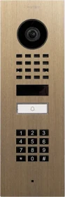 DoorBird D1101KV IP Video Türstation mit 1 Ruftaste, Keypad Modul, Messing, brüniert, Unterputz