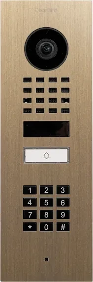 DoorBird D1101KV IP Video Türstation mit 1 Ruftaste, Keypad Modul, Messing, brüniert, Unterputz