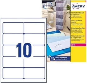 Avery-Zweckform Etiketten mit Spezialbeschichtung, 96x50.8mm, transparent, 25 Blatt (250 Etiketten)