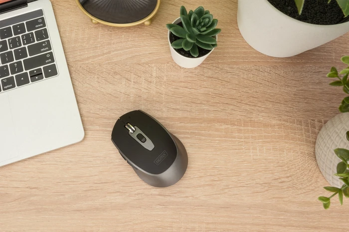 Digitus Wireless Optical Mouse, 6 Tasten, schwarz/grau, USB