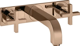 Hansgrohe Axor Citterio Waschbeckenarmatur mit Kreuzgriffen und Platte 226mm polished red gold