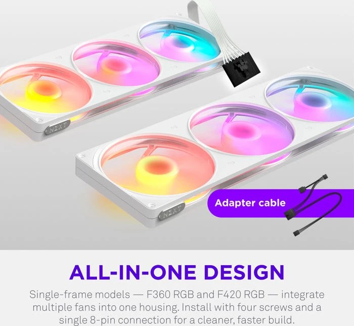 NZXT F420 RGB, weiß, 3x 140mm