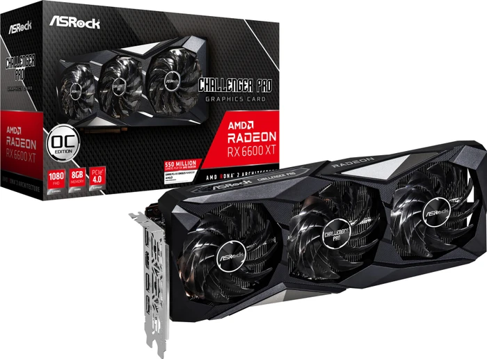 ASRock Radeon RX 6600 XT Challenger Pro OC, RX6600XT CLP 8GO, 8GB GDDR6, HDMI, 3x DP