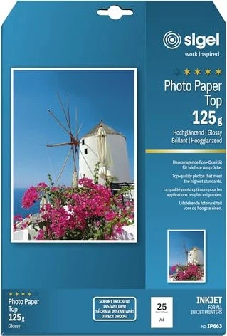 Sigel Photo Paper Top Inkjetpapier hochglänzend weiß, A4, 125g/m², 25 Blatt