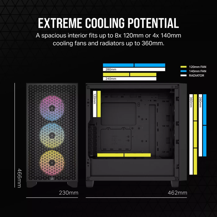 Corsair 3000D RGB Airflow, schwarz, Glasfenster
