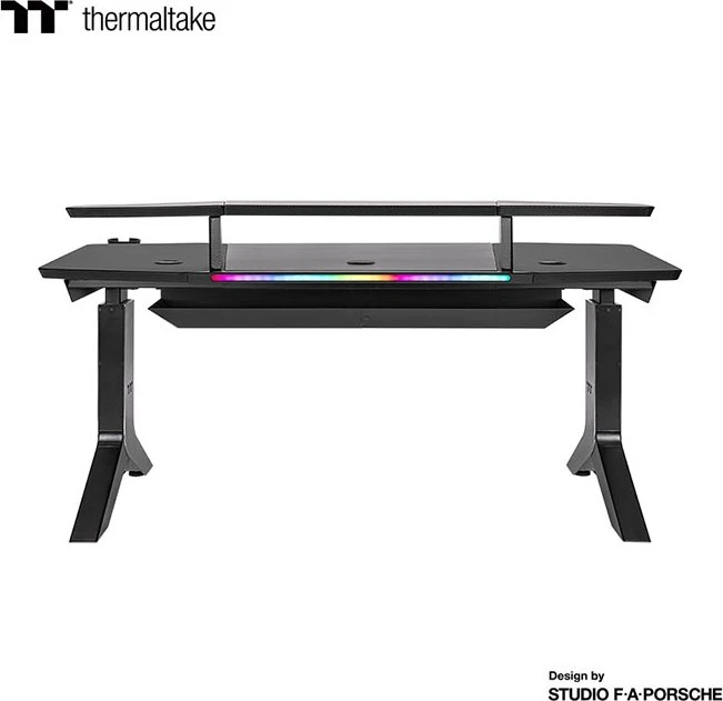 Thermaltake Argent P900 elektrisch höhenverstellbarer Sitz-Steh-Schreibtisch 165x85cm schwarz/schwarz