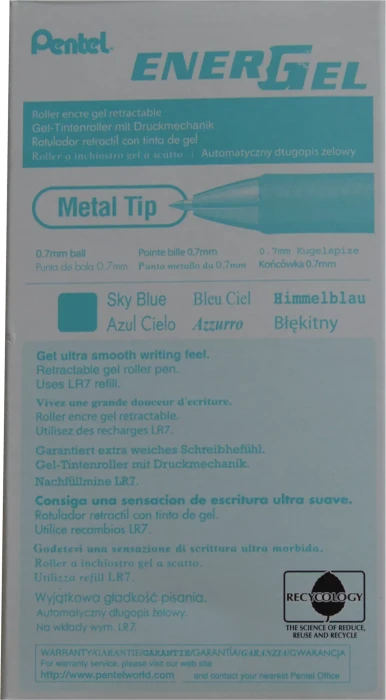 Pentel EnerGel XM BL77 Gelroller hellblau/silber, 12er-Pack