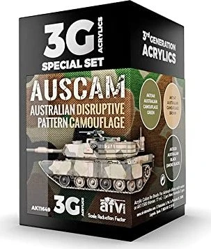 AK-Interactive 3rd Gen Acrylic Colors AUSCAM Australian Disruptive Pattern Camouflage Uniform Farbset, 3-tlg.