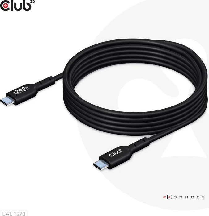 Club 3D USB-C 2.0 Kabel, 480Mb/s, 240W PD EPR, USB-C 2.0 Stecker auf USB-C 2.0 Stecker, 2m