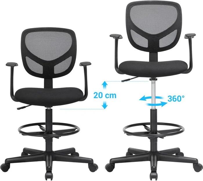 Songmics Ergonomischer Bürostuhl mit Armlehnen, schwarz