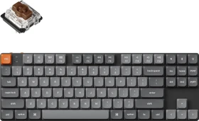 Keychron K1 Max, 80% TKL, grau/orange, LEDs weiß, Gateron LOW PROFILE 2.0 BROWN, USB/Bluetooth, US