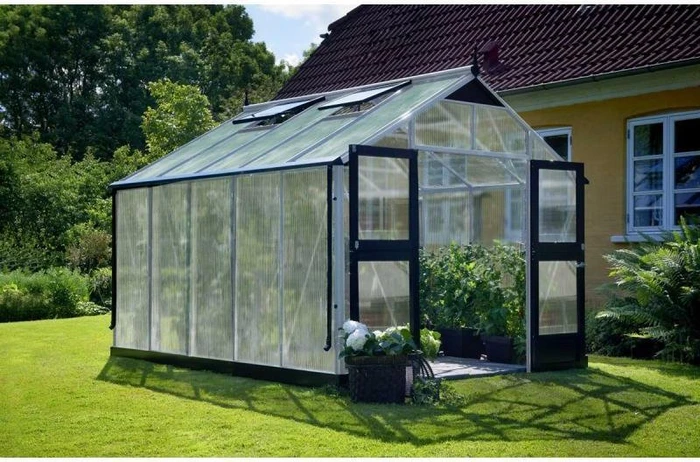 Juliana Premium 10.9m² 10mm Polycarbonat Gewächshaus blank/schwarz