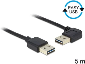 DeLOCK EASY-USB 2.0 Kabel, USB-A 90° horizontal gewinkelt [Stecker] auf USB-A [Stecker], 5m (83467)