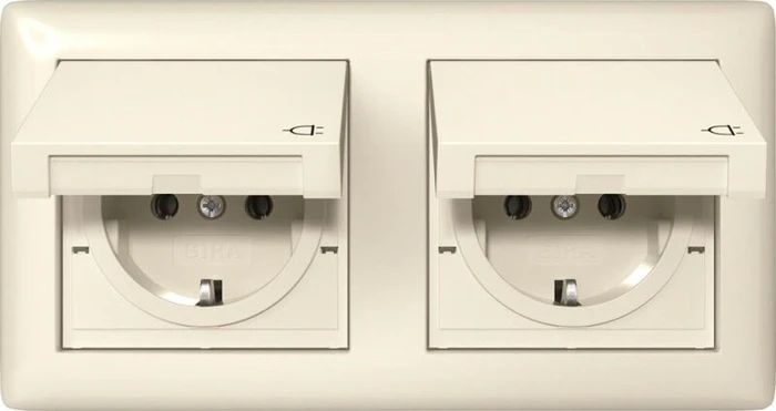 Gira Standard 55 SCHUKO-Steckdose 2fach 16A 250V IP44, cremeweiß glänzend