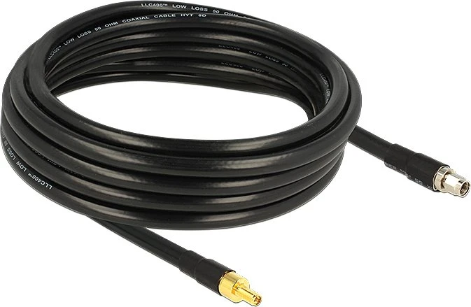 DeLOCK Antennenkabel RP-SMA Stecker/RP-SMA Buchse CFD400 LLC400, 5m, schwarz