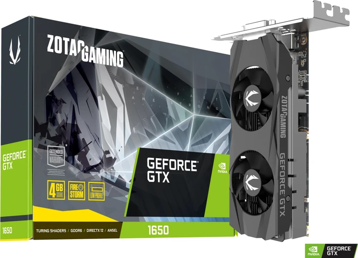 Zotac Gaming GeForce GTX 1650 Low Profile GDDR6, 4GB GDDR6, DVI, HDMI, DP