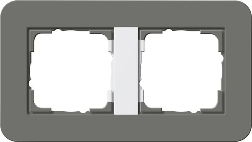Gira E3 Abdeckrahmen 2fach mit Trägerrahmen reinweiß Soft-Touch, dunkelgrau