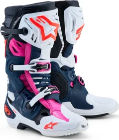 Alpinestars Tech 10 Supervented Motorradstiefel blau/weiß/schwarz/rosa