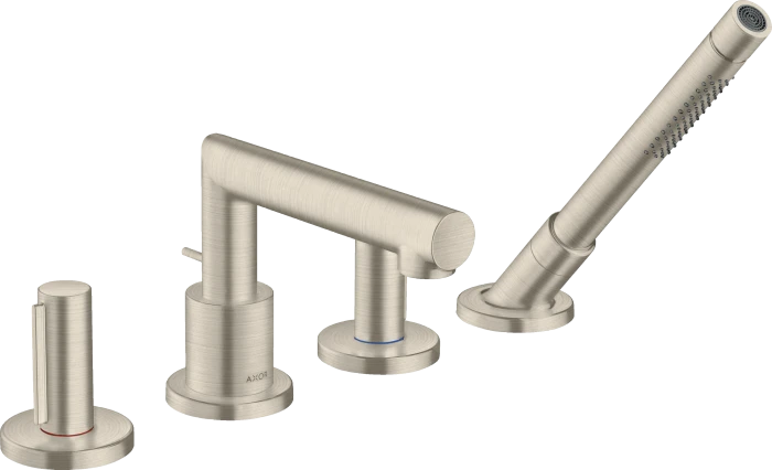 Hansgrohe Axor Uno 4-Loch Wannenrandarmatur mit Zerogriffen brushed nickel