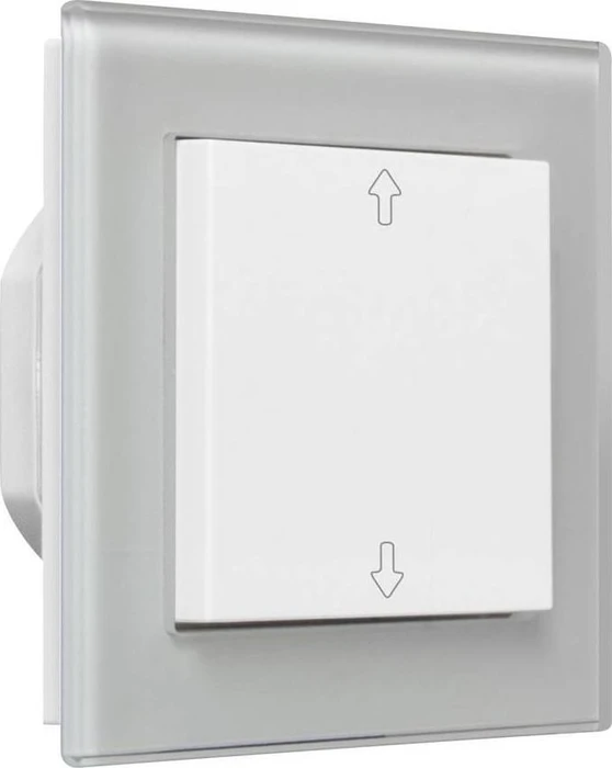 Opus BRiDGE Wandschalter für Jalousiensteuerung Fusion Glas polarweiß, 1-fach, mit Rahmen