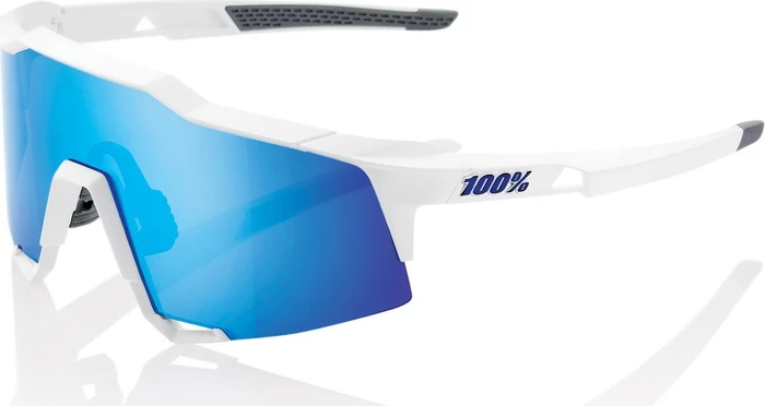 100% Speedcraft matte white/hiper blue multilayer mirror lens
