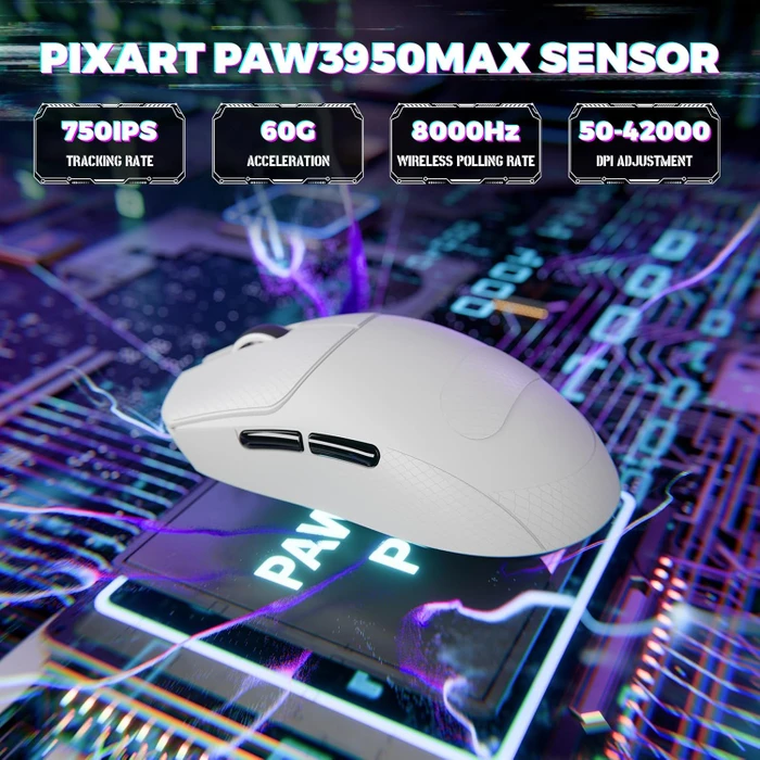 Attack Shark X8 Ultimate 8KHz Tri-mode Wireless Gaming Mouse, weiß, inkl. Grip Tape, USB/Bluetooth