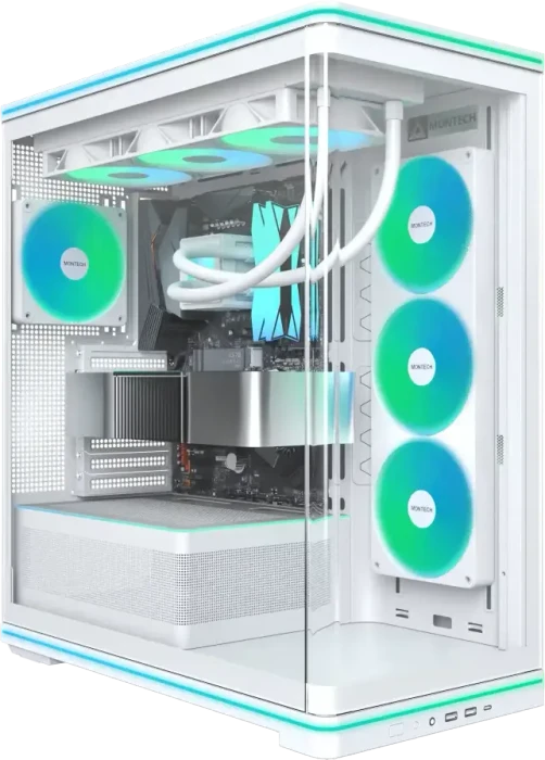 Montech TG3 Curved, weiß, Glasfenster