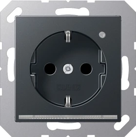 Jung Serie A Steckdose mit LED-Orientierungslicht und Sensor, anthrazit