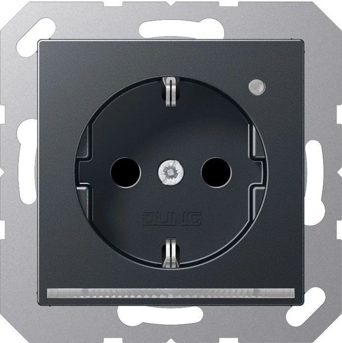 Jung Serie A Steckdose mit LED-Orientierungslicht und Sensor, anthrazit