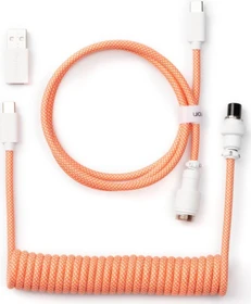 Keychron Coiled Aviator Cable, Tastaturkabel (Spiral-Textilkabel), 1.36m, rosa/orange