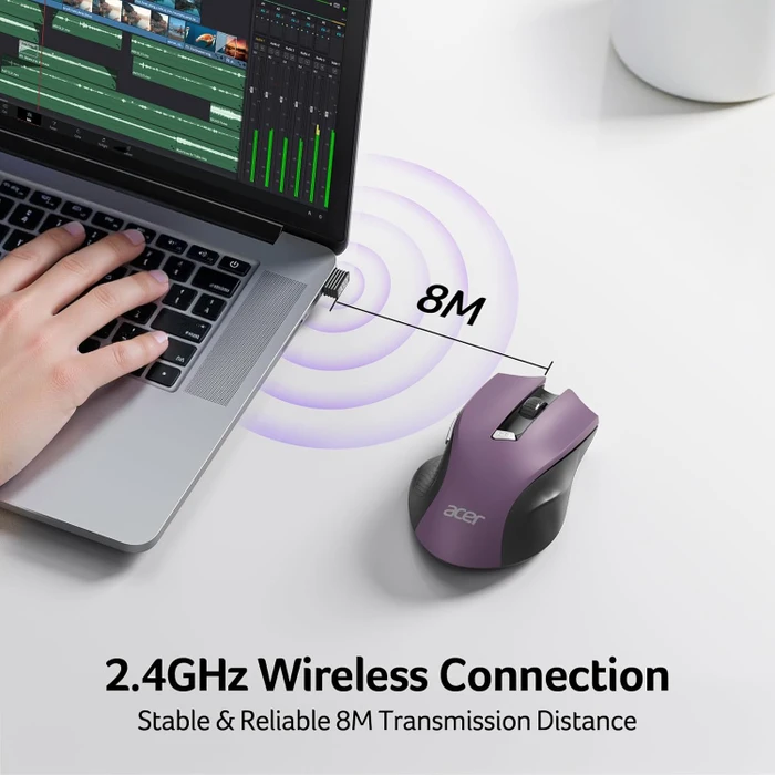 Acer OMR266 2.4GHz Wireless Mouse violett/schwarz, USB