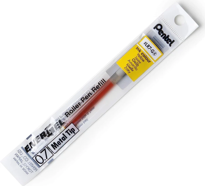 Pentel EnerGel Roller Pen LR7-GX Tintenrollermine 0.35mm (0.7mm Ball) gelb, 12er-Pack