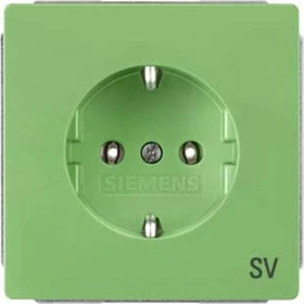 Siemens DELTA style Schuko-Steckdose mit Beschriftungsfeld, grün