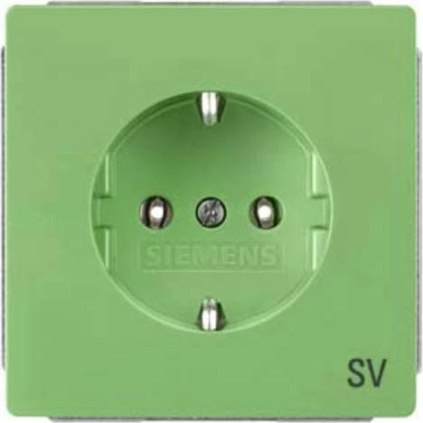Siemens DELTA style Schuko-Steckdose mit Beschriftungsfeld, grün