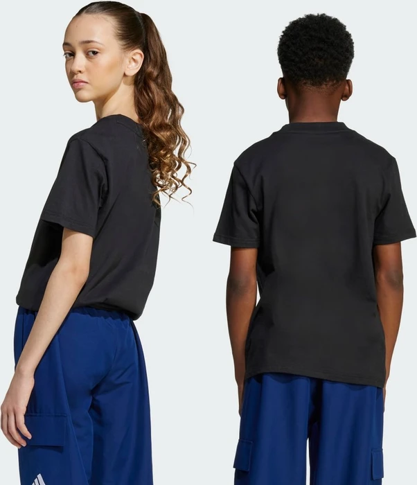 adidas Essentials T-Shirt kurzarm black/blue fusion/glow blue (Junior)