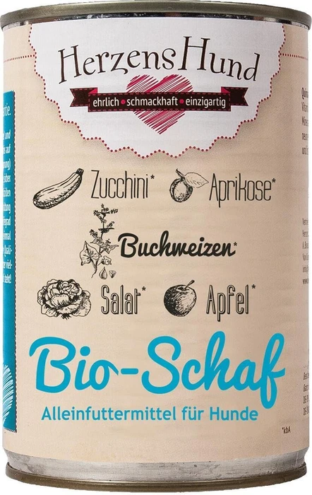 Herzens Hund Bio Schaf mit Bio Gemüse, 4.80kg (12x 400g)