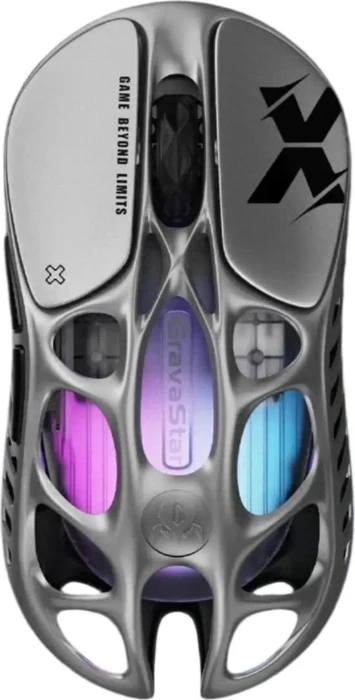 GravaStar Mercury X Pro 8KHz Wireless Gaming Mouse, Interstellar Silver, USB/Bluetooth
