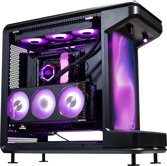 Cooler Master MasterFrame 360 Stage LCD, schwarz, Glasfenster