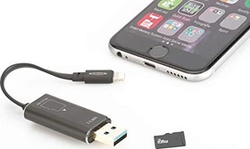 Ednet Smart Memory Single-Slot-Cardreader schwarz, Lightning/USB-A 3.0 [Stecker] (ED-31519)