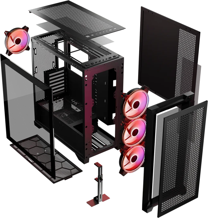 Modecom Volcano Expanse T Apex ARGB Midi, schwarz, Glasfenster