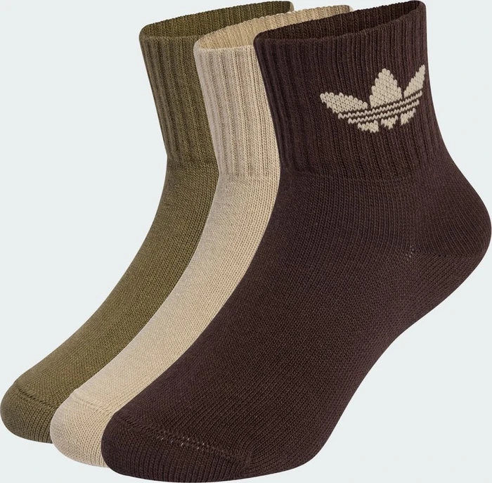 adidas Mid-Ankle Socken stone khaki/olive strata/aurora coffee, 3 Paare (Junior)