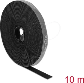 DeLOCK Klettband auf Rolle, 15mm, 10m, schwarz