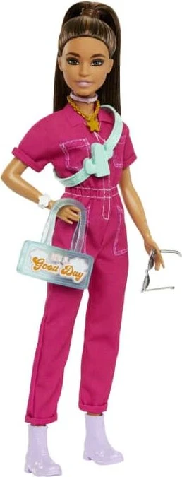 Mattel Barbie - Fashionistas in pinkem Jumpsuit mit Accessoires und Welpen