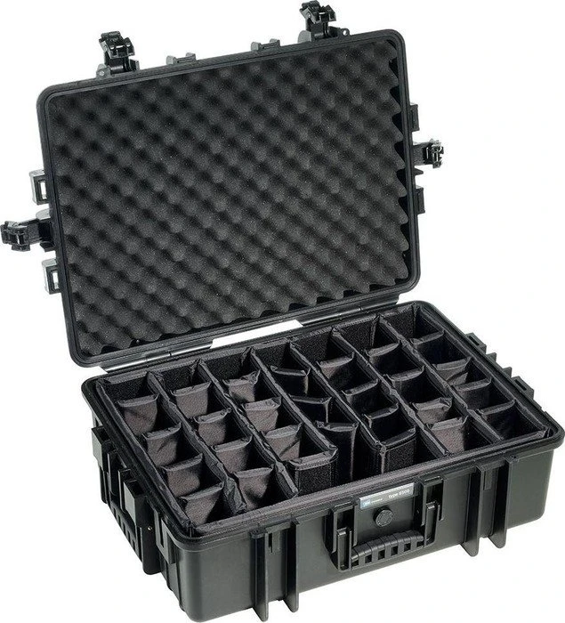 B&W International Outdoor Case Typ 6500 Koffer schwarz mit variabler Facheinteilung