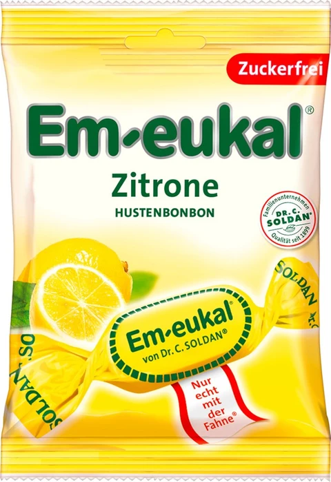 Soldan Em-eukal Zitrone zuckerfrei Hustenbonbons, 75g