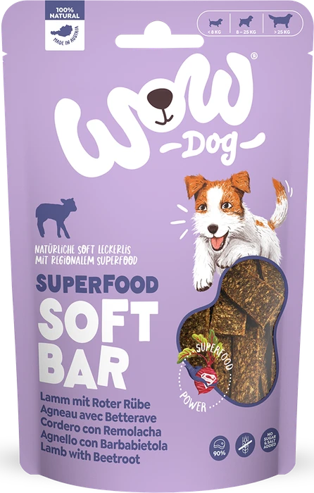 WOW Superfood Soft Bar, mit Lamm + Rote Rübe, 150g